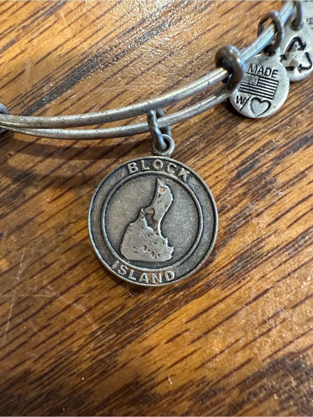 Alex and Ani Silver-Tone Block Island Charm Bangle